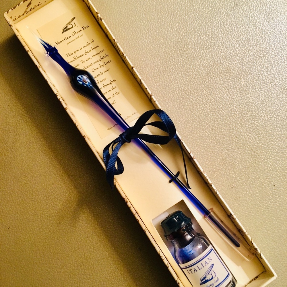 Glass blown Fountain Pen w/ Venetian Ink